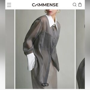 NWT Commense Sheer Button Down Blouse w/cami